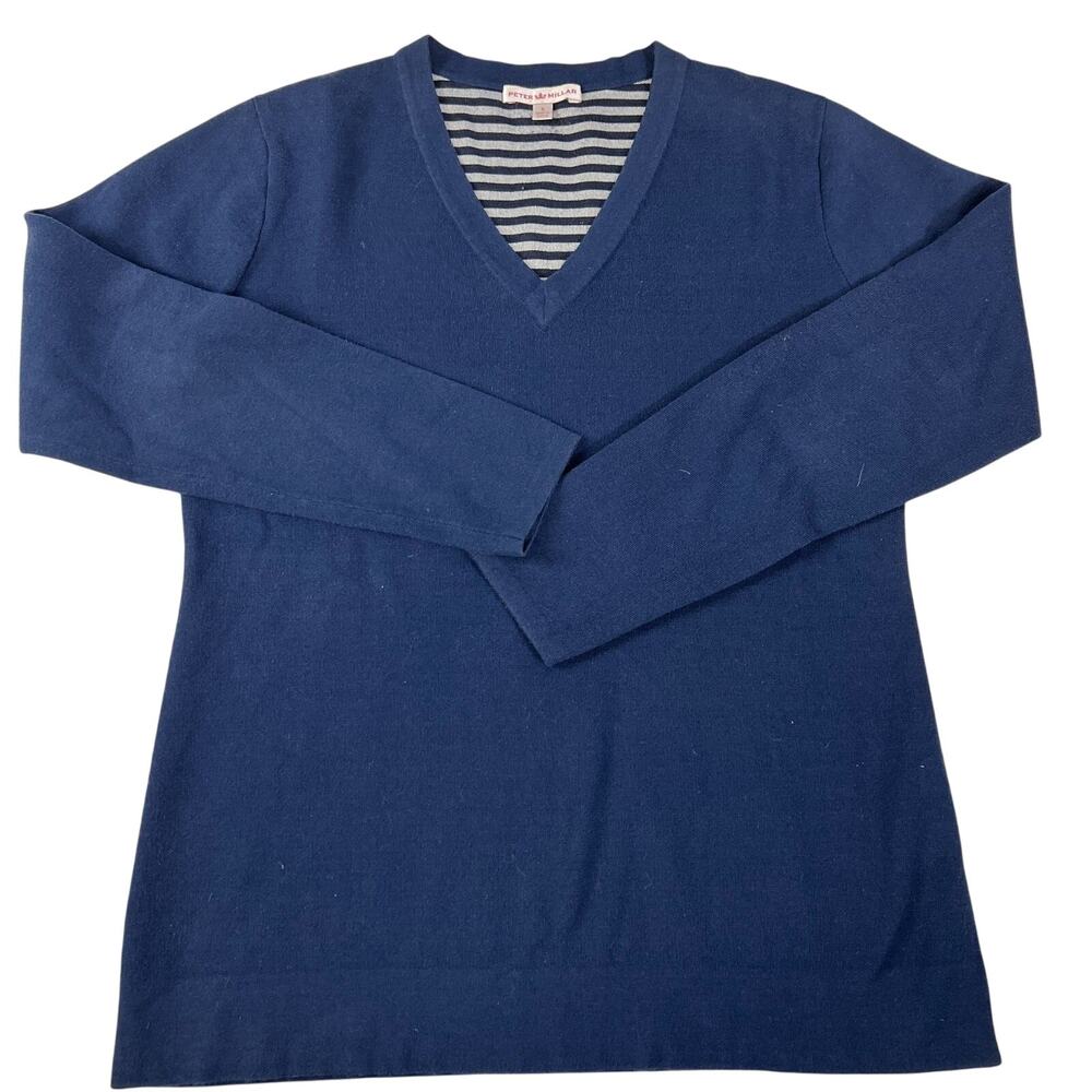 Peter Miller Women's Blue V-Neck Pullover Sweater - Size Small